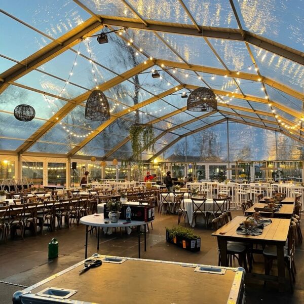 polygonal läbipaistev seest, kõrge moodultelk, telgi rent, telkide rent, peotelgid, üritustelgid, kontserdi telk