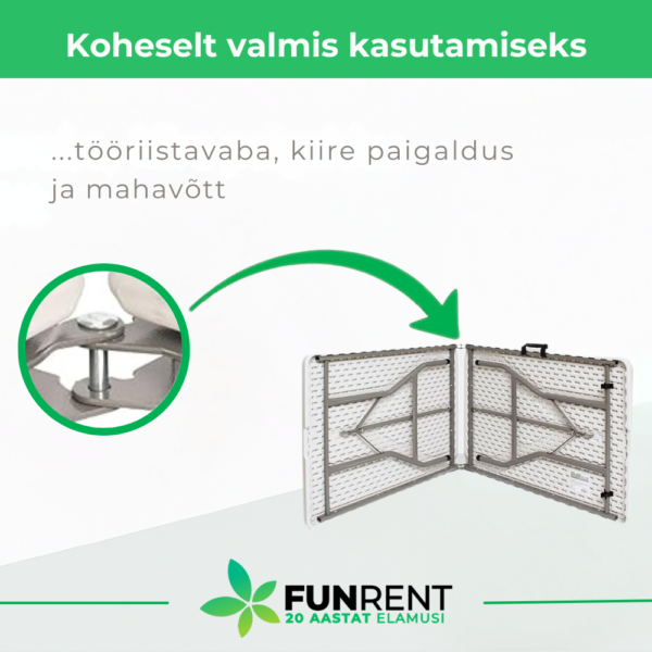 keskelt kokkupandav laud 183 x 76 cm